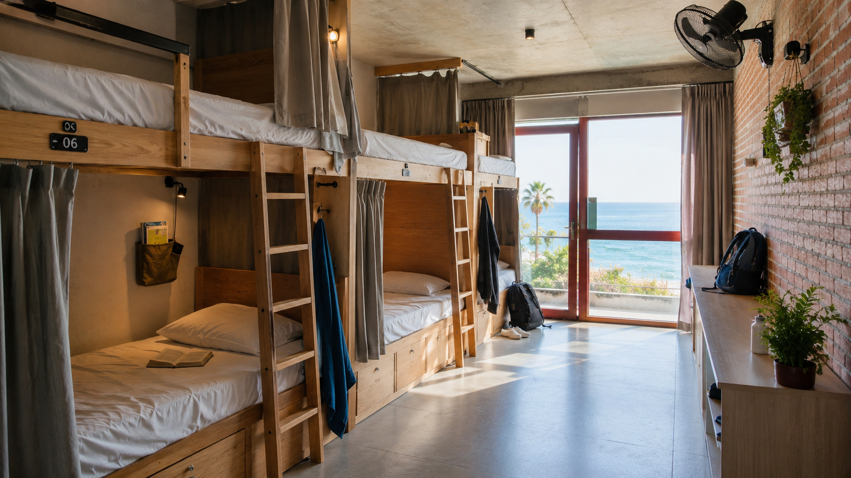 Modern hostel lounge at Generator Barcelona